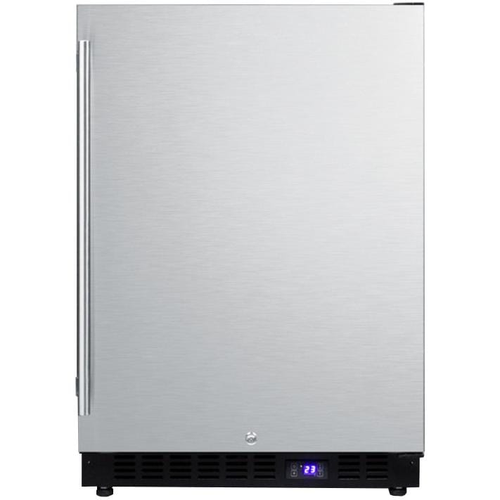 Summit 24-Inch 4.72 Cu. Ft. Outdoor Rated Compact Freezer With Ice Maker - Stainless Steel - SPFF51OSCSSIM - Fire Pit Oasis