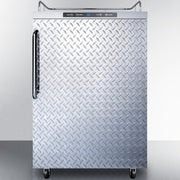 Summit 24-Inch 5.6 Cu. Ft. Outdoor Rated DIY Tap Beer Dispenser / Kegerator - Towel Bar Handle - Diamond Plate Aluminum Door - SBC635MOSNKDPL - Fire Pit Oasis