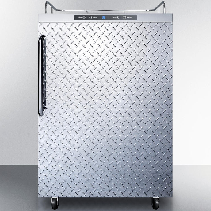 Summit 24-Inch 5.6 Cu. Ft. Outdoor Rated DIY Tap Beer Dispenser / Kegerator - Towel Bar Handle - Diamond Plate Aluminum Door - SBC635MOSNKDPL - Fire Pit Oasis