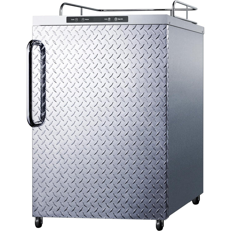 Summit 24-Inch 5.6 Cu. Ft. Outdoor Rated DIY Tap Beer Dispenser / Kegerator - Towel Bar Handle - Diamond Plate Aluminum Door - SBC635MOSNKDPL - Fire Pit Oasis