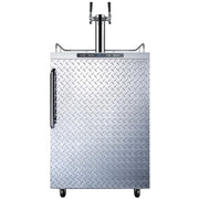 Summit 24-Inch 5.6 Cu. Ft. Outdoor Rated Double Tap Beer Dispenser / Kegerator - Diamond Plate Aluminum - SBC635MOSDPLTWIN - Fire Pit Oasis