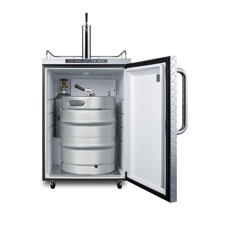 Summit 24-Inch 5.6 Cu. Ft. Outdoor Rated Single Tap Beer Dispenser / Kegerator - Diamond Plate Aluminum - SBC635MOSDPL - Fire Pit Oasis