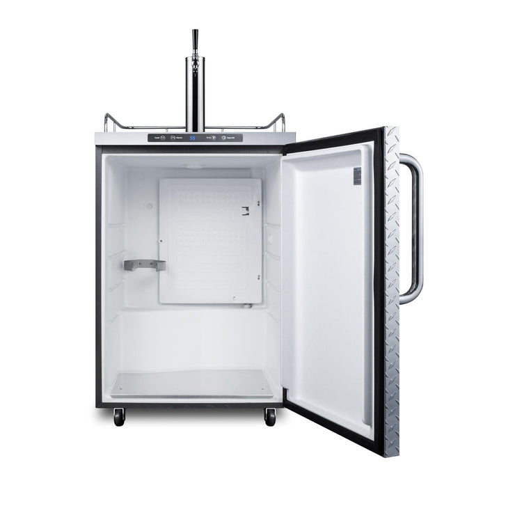Summit 24-Inch 5.6 Cu. Ft. Outdoor Rated Single Tap Beer Dispenser / Kegerator - Diamond Plate Aluminum - SBC635MOSDPL - Fire Pit Oasis