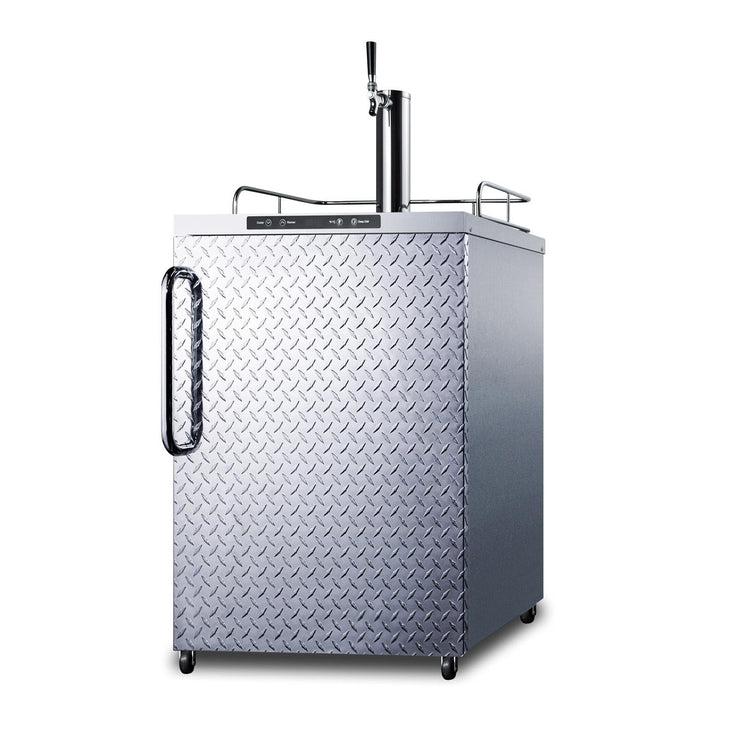 Summit 24-Inch 5.6 Cu. Ft. Outdoor Rated Single Tap Beer Dispenser / Kegerator - Diamond Plate Aluminum - SBC635MOSDPL - Fire Pit Oasis