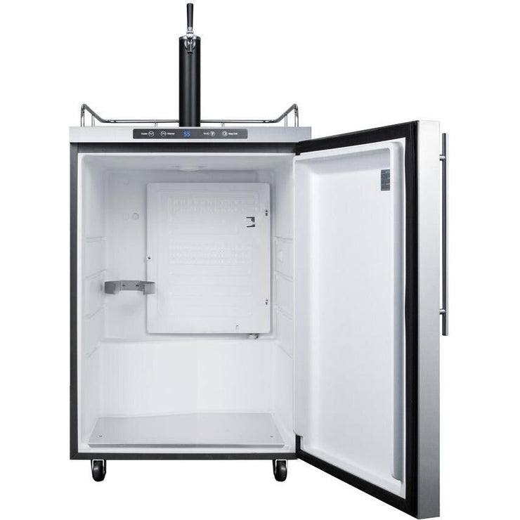 Summit 24-Inch 5.6 Cu. Ft. Outdoor Rated Single Tap Beer Dispenser / Kegerator - Stainless Steel - SBC635MOSHV - Fire Pit Oasis