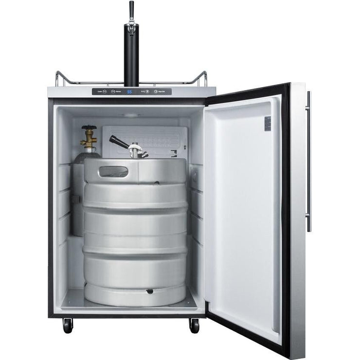 Summit 24-Inch 5.6 Cu. Ft. Outdoor Rated Single Tap Beer Dispenser / Kegerator - Stainless Steel - SBC635MOSHV - Fire Pit Oasis