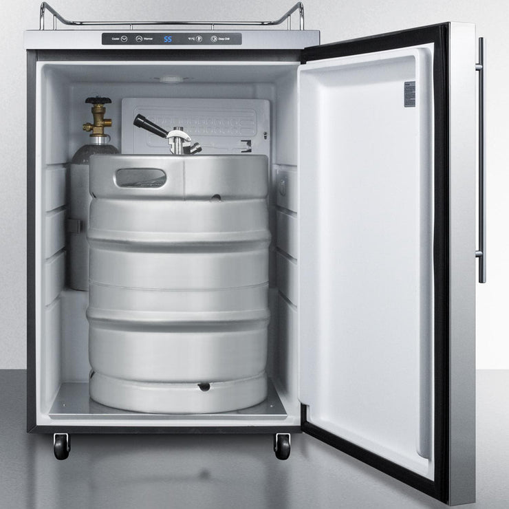 Summit Commercial 24-Inch 5.6 Cu. Ft. Outdoor Rated DIY Tap Beer Dispenser / Kegerator - Professional Handle - SBC635MOS7NKHV - Fire Pit Oasis