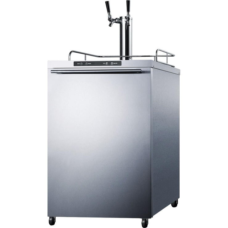 Summit Commercial 24-Inch 5.6 Cu. Ft. Outdoor Rated Double Tap Beer Dispenser / Kegerator - Horizontal Handle - SBC635MOS7HHTWIN - Fire Pit Oasis