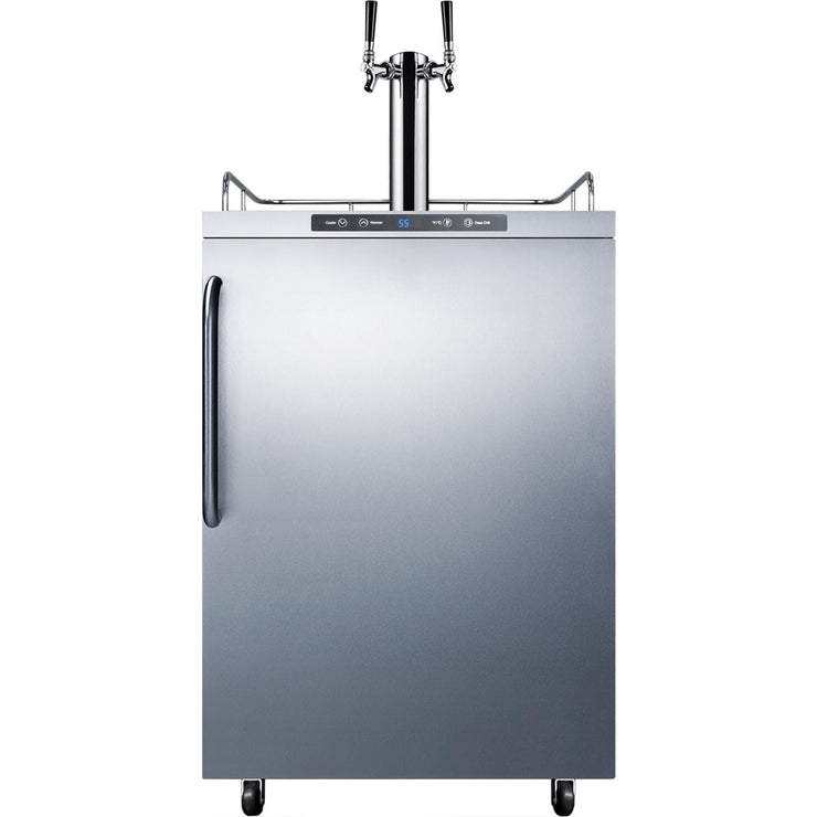 Summit Commercial 24-Inch 5.6 Cu. Ft. Outdoor Rated Double Tap Beer Dispenser / Kegerator - SBC635MOS7TWIN - Fire Pit Oasis