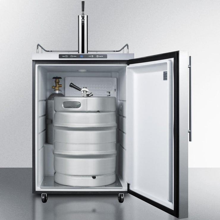 Summit Commercial 24-Inch 5.6 Cu. Ft. Outdoor Rated Single Tap Beer Dispenser / Kegerator - Professional Handle - SBC635MOS7HV - Fire Pit Oasis