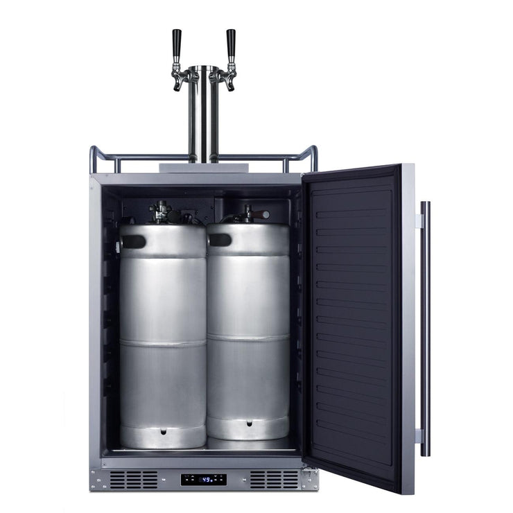 Summit Commercial Outdoor Rated Double Tap Beer Dispenser / Kegerator w/ Shelves - SBC683OSTWIN - Fire Pit Oasis