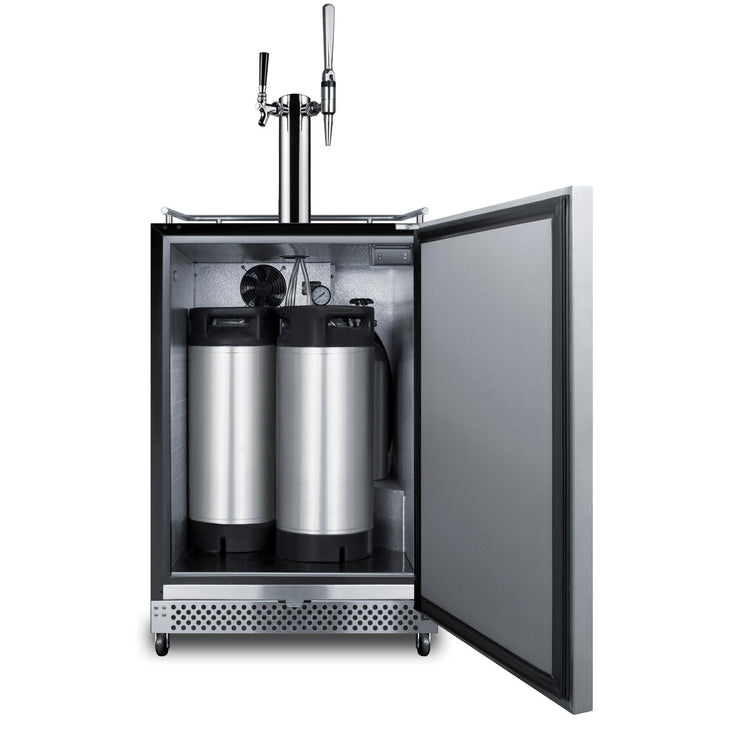 Summit Commercial Outdoor Rated Double Tap Cold Brew Nitro & Flat Coffee Dispenser / Kegerator - SBC696OSCMTWIN - Fire Pit Oasis