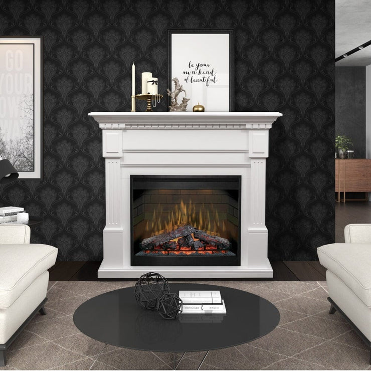 Sussex Electric Fireplace Mantel Package in White - Fire Pit Oasis