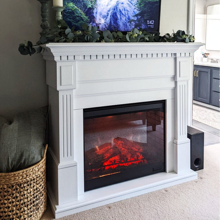 Sussex Electric Fireplace Mantel Package in White - Fire Pit Oasis