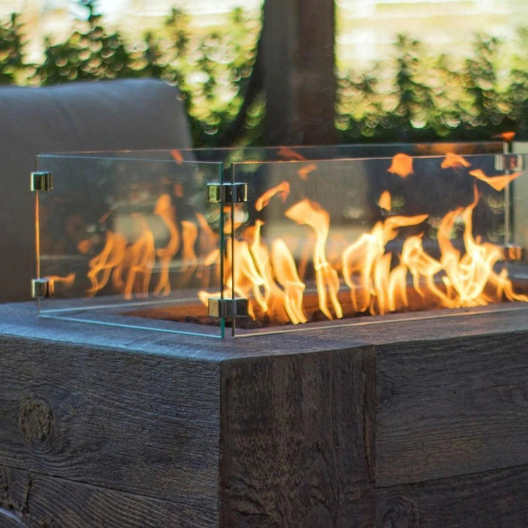 TOP Fires by The Outdoor Plus 58" x 14" X 8" Rectangular Glass Wind Guard ¼" - Tempered Glass with Polished Edges - Fire Pit Oasis