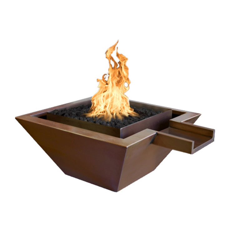 TOP Fires by The Outdoor Plus Maya Hammered Patina Copper Gravity Spill Fire & Water Bowl 36" - Fire Pit Oasis