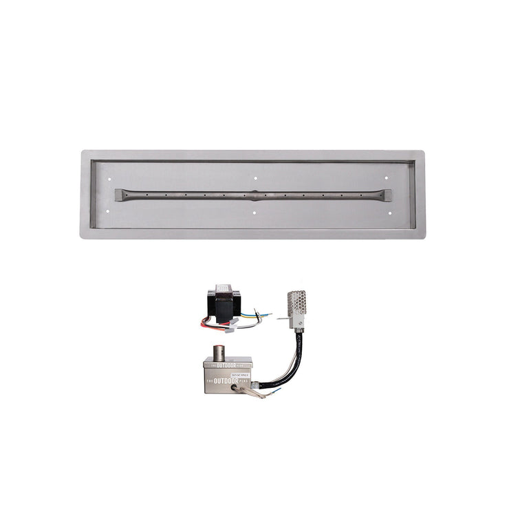 TOP Fires by The Outdoor Plus Rectangular Stainless Steel Drop-In Pan 6" x 84" & Linear Burner 72" - Fire Pit Oasis