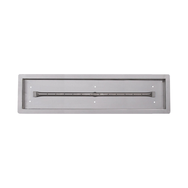 TOP Fires by The Outdoor Plus Rectangular Stainless Steel Drop-In Pan 6" x 96" & Linear Burner 84" - Fire Pit Oasis