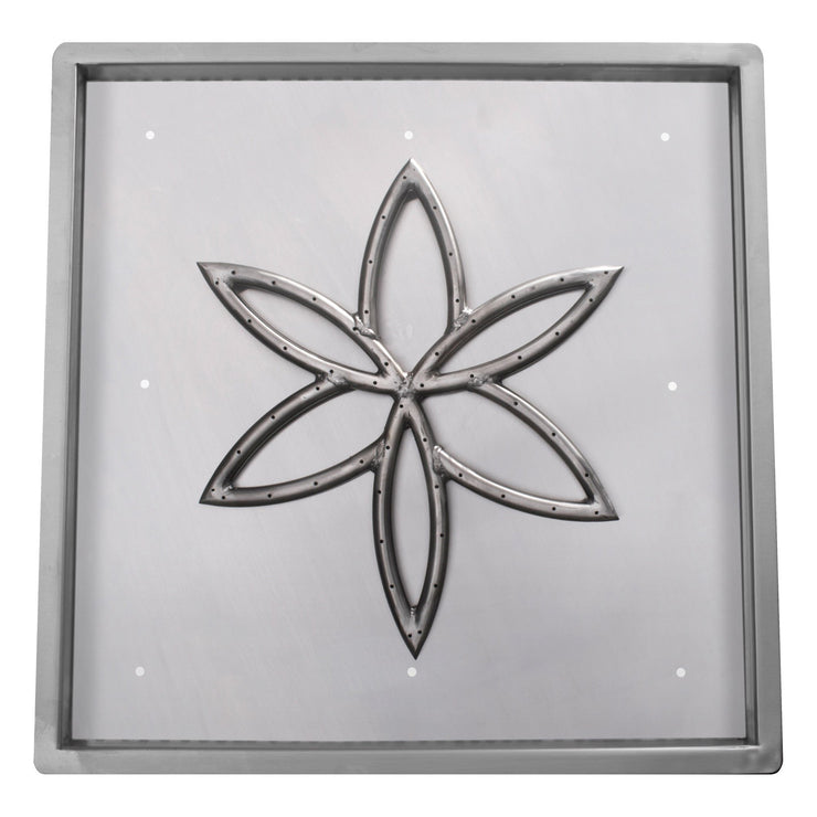 TOP Fires by The Outdoor Plus Square Stainless Steel Drop-In Pan 16.5" & Lotus Burner 12" - Fire Pit Oasis