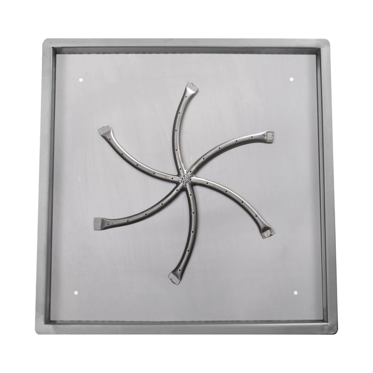 TOP Fires by The Outdoor Plus Square Stainless Steel Drop-In Pan 24" & Triple 'S' Burner 18" - Fire Pit Oasis